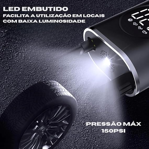 Compressor de Ar Portátil Digital - Do Pneu de carro a Piscina Inflável