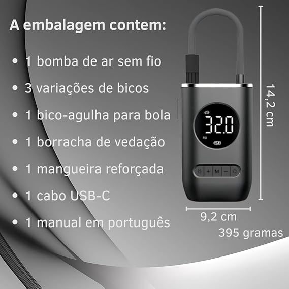 Compressor de Ar Portátil Digital - Do Pneu de carro a Piscina Inflável